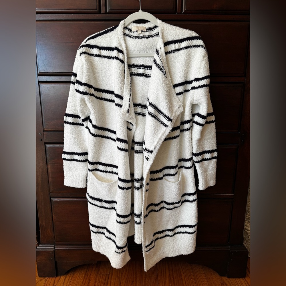 Soft striped long women’s cardigan